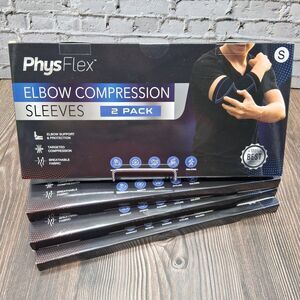 Lot Of 4 PhysFlex Elbow Compression Sleeves 2 Pack Size Small Brand New